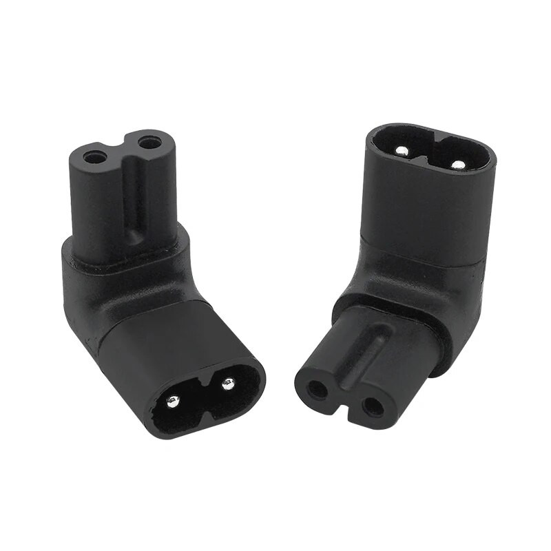 1 buc IEC 320 2-Pin C7 mamă la C8 mascul dreapta sus în jos unghi convertitor adaptor de alimentare CA