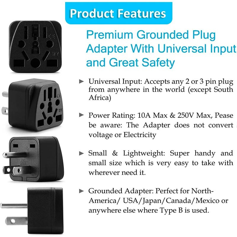 Adaptor de priză SUA Adaptor de priză din Europa la SUA Adaptor de priză de la Europa la SUA Adaptoare de la UE la SUA EU/UK/AU/IN/JP/Asia/Italia
