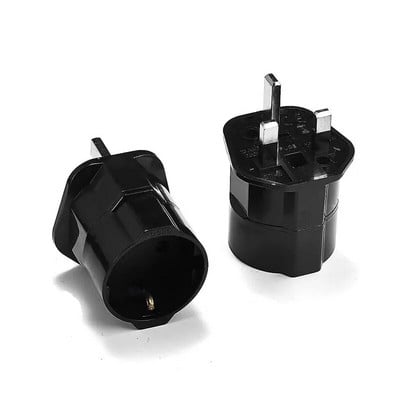 European EU To UK Plug Adapter Standard Euro Schuko 250V 2 Round Plug To UK 3 Pin Travel Power Adapter Electrical Socket Outlet