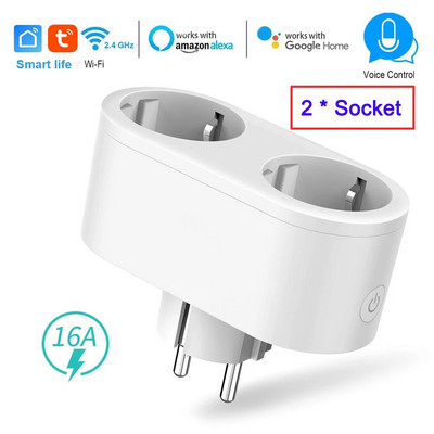 „Wi-Fi Smart Plug Tuya Smart Home“ elektros lizdo maitinimo juostos lizdas su 2 USB nuotolinio valdymo pulteliu iš „Smart Life App Alexa Google“