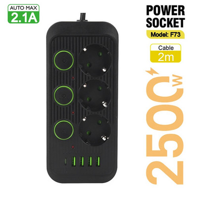 Prize de curent alternativ Prize electrice Cablu de prelungire Comutator separat Filtru de rețea cu încărcător rapid USB C