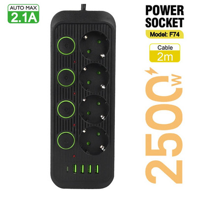 Prize de curent alternativ Prize electrice Cablu de prelungire Comutator separat Filtru de rețea cu încărcător rapid USB C