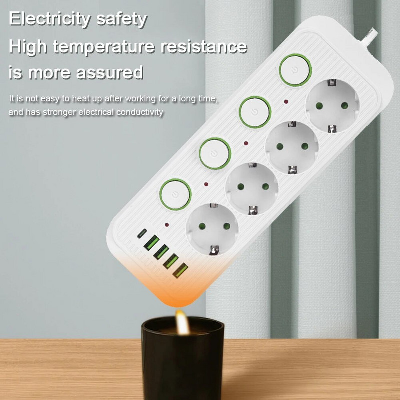 Prize de curent alternativ Prize electrice Cablu de prelungire Comutator separat Filtru de rețea cu încărcător rapid USB C