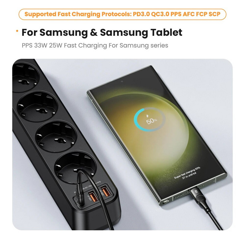 4000 W EU kištuko maitinimo juosta 4 kintamos srovės lizdo daugiafunkcis prailginimas su 4 USB 1,5 m laido elektros lizdu PD 33 W greito įkrovimo viršįtampių apsauga