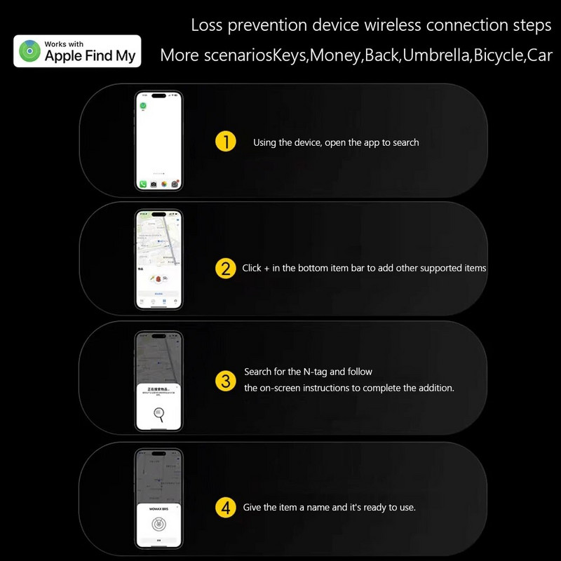 Dispozitiv de memento anti-pierderi Funcționează cu Apple Găsește-mi aplicația cheie de mașină impermeabilă Localizator pentru copii pentru animale de companie Tag pentru copii în vârstă Localizator de articole pentru animale de companie