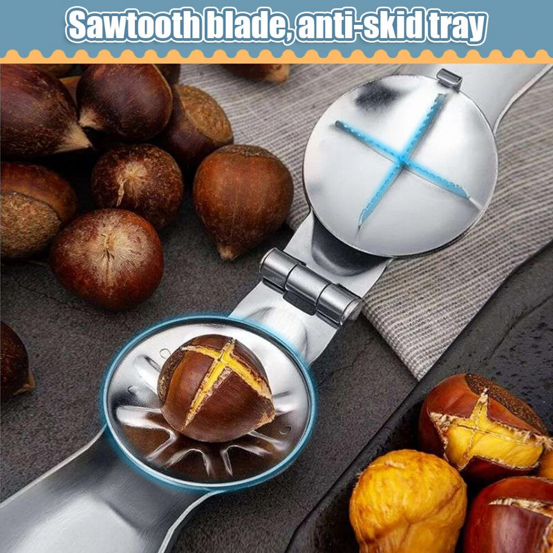 2-ühes roostevabast terasest kastanikoorijamasin Kiirklambriga pähklitangid Kaasaskantavad kastanikesta lõikurid köögividinad