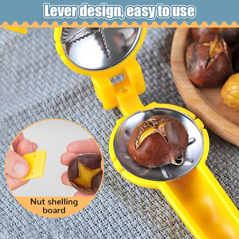 2-ühes roostevabast terasest kastanikoorijamasin Kiirklambriga pähklitangid Kaasaskantavad kastanikesta lõikurid köögividinad