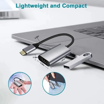 USB C към HD адаптер Type-C Thunder-bolt3 към 4K UHD дисплей конвертор кабел за USB-C Macbook Ipad Pro Chromebook Pixel Grey