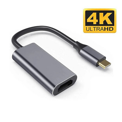 C tipa USB C uz HD adapteris Thunder-bolt3 uz 4K UHD displeja pārveidotāja kabelis USB-C Macbook Ipad Pro Chromebook Pixel pelēks