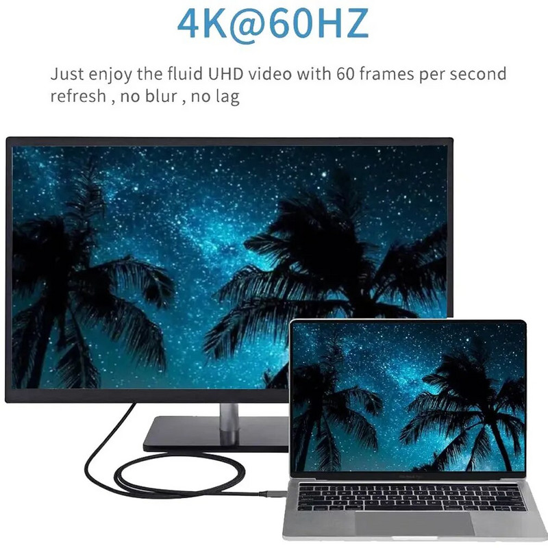 USB C – Mini DisplayPort átalakító kábel C típusú Thunderbolt3 – Mini-DP Display 4K60Hz adapterkábel laptop PC monitorhoz