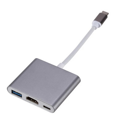 USB C 3-ühes jaotur Thunderbolt3 Type-C kuni 4K HD ekraan USB 3.0 60 W PD kiirlaadimisadapteri jaotur Macbook Air Ipad Pro PC jaoks