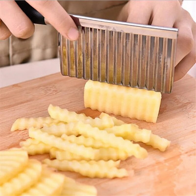 Πολυλειτουργικό μαχαίρι με κυματιστές άκρες πατάτας από ανοξείδωτο ατσάλι Gadget κουζίνας Αποφλοιωτής κοπής λαχανικών φρούτων Μαγειρική μηχανή τηγανιτής