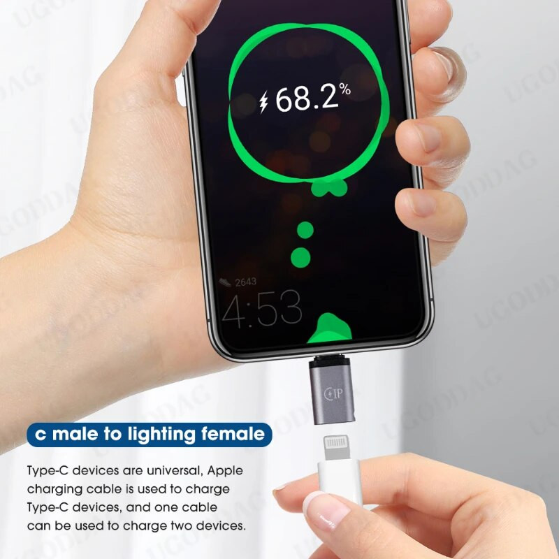 Daudzfunkcionāls Lightning Female–C tipa kabeļa adapteris, kas paredzēts iPhone 14 13 Huawei P30 USB C līdz apgaismojuma savienotāja adapteriem