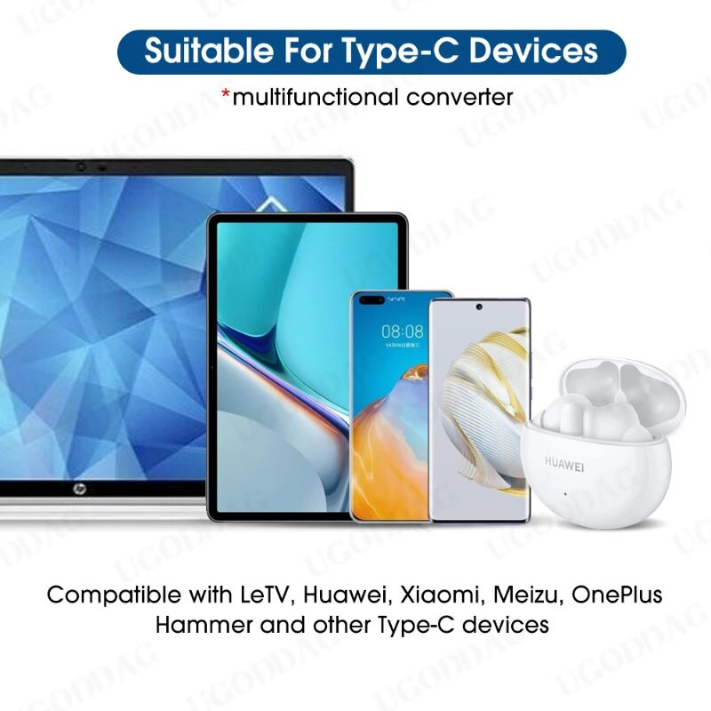 Daudzfunkcionāls Lightning Female–C tipa kabeļa adapteris, kas paredzēts iPhone 14 13 Huawei P30 USB C līdz apgaismojuma savienotāja adapteriem