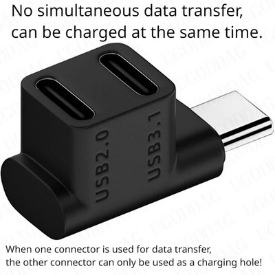 2 viename vyriškas ir moteriškas U tipo USB C keitiklio adapteris, skirtas garų denio 90 laipsnių dešiniuoju kampu, USB 3.1 tipo C adapteris, atnaujintas