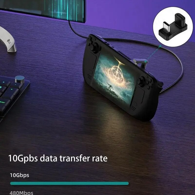 2 viename vyriškas ir moteriškas U tipo USB C keitiklio adapteris, skirtas garų denio 90 laipsnių dešiniuoju kampu, USB 3.1 tipo C adapteris, atnaujintas