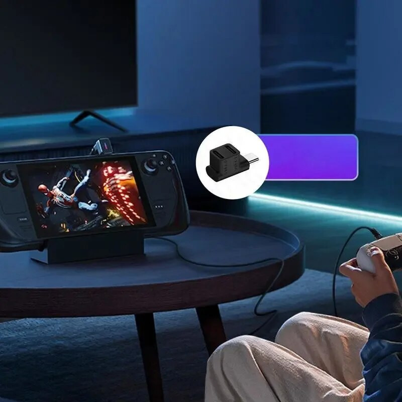 2 viename vyriškas ir moteriškas U tipo USB C keitiklio adapteris, skirtas garų denio 90 laipsnių dešiniuoju kampu, USB 3.1 tipo C adapteris, atnaujintas