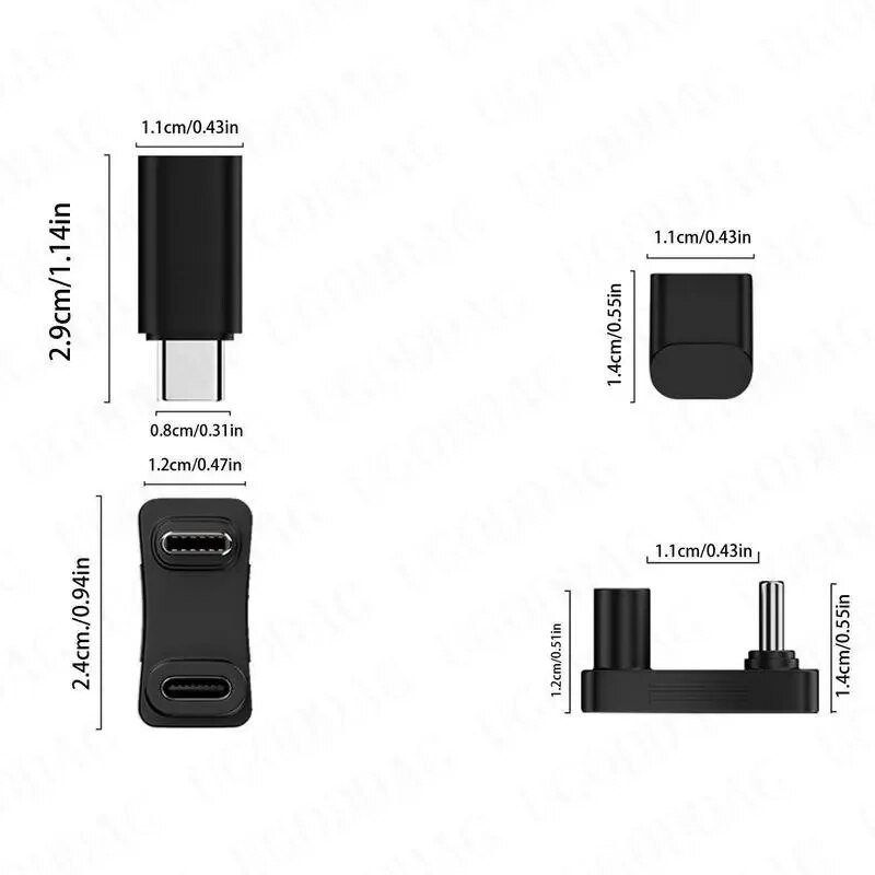 2 viename vyriškas ir moteriškas U tipo USB C keitiklio adapteris, skirtas garų denio 90 laipsnių dešiniuoju kampu, USB 3.1 tipo C adapteris, atnaujintas