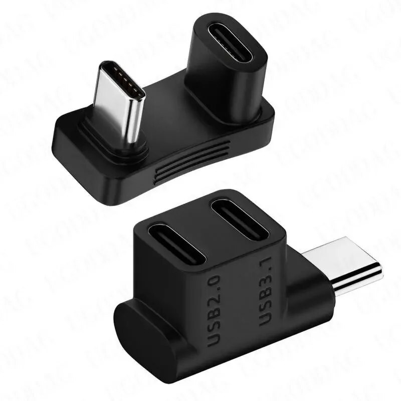 2 viename vyriškas ir moteriškas U tipo USB C keitiklio adapteris, skirtas garų denio 90 laipsnių dešiniuoju kampu, USB 3.1 tipo C adapteris, atnaujintas