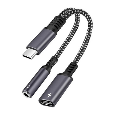 2 viename USB C į 3,5 mm ausinių lizdo C tipo įkrovimo garso Aux adapteris, skirtas Ipad Pro Samsung S20 Ultra Note 20 10 Huawei