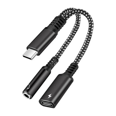 2 viename USB C į 3,5 mm ausinių lizdo C tipo įkrovimo garso Aux adapteris, skirtas Ipad Pro Samsung S20 Ultra Note 20 10 Huawei