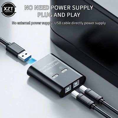 Splitter USB pentru imprimantă Dispozitiv de partajare a imprimantei cu 2 intrări și 1 ieșire Dispozitiv de partajare a imprimantei cu 2 porturi manual de comutare Kvm Convertor hub Partajare 2 computere