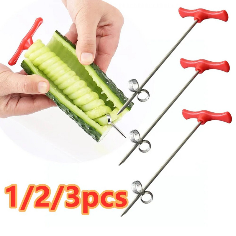 Daržovių spiralinis peilis bulvėms morkoms agurkams plieninės vielos spiralizatoriaus sukimosi mašina Sraigtinis pjaustyklės virtuvės drožimo įrankiai