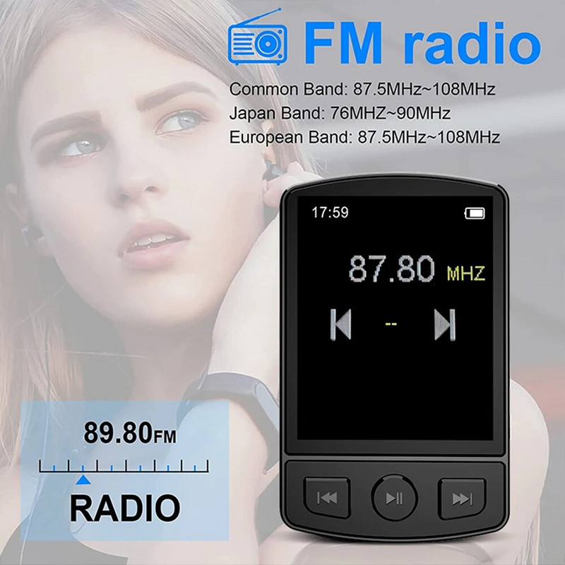 Naujas MP3 grotuvo klipas Mini Walkman Studentų nešiojamas sportinės muzikos grotuvas MP4 grotuvas su FM radijo garsiakalbiu El. knygų įrašymo įrenginys Mp3 плееры