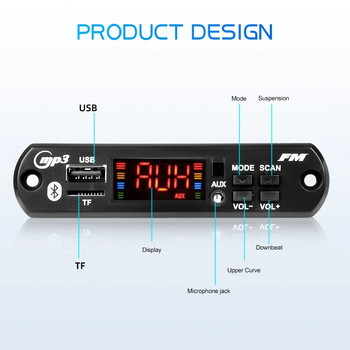 Ενισχυτής 80W Bluetooth 5.0 12V 40W πλακέτα αποκωδικοποιητή MP3 DIY Ασύρματη εγγραφή κλήσεων Μουσική Εναλλαγή φακέλου ραδιοφώνου USB TF AUX FM