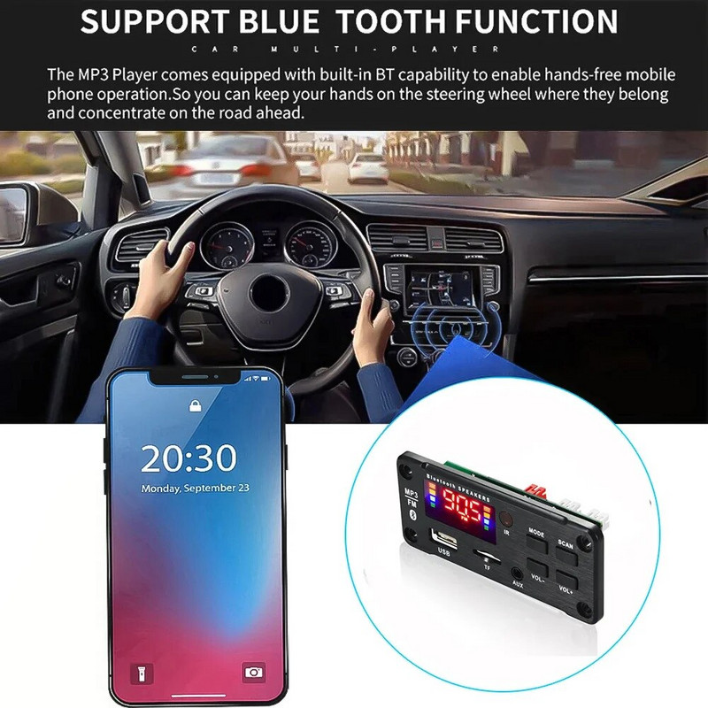 50W pojačalo Audio za automobil USB TF FM radio modul Bluetooth 12V MP3 WMA dekoder ploča MP3 player s daljinskim upravljačem 2*25W