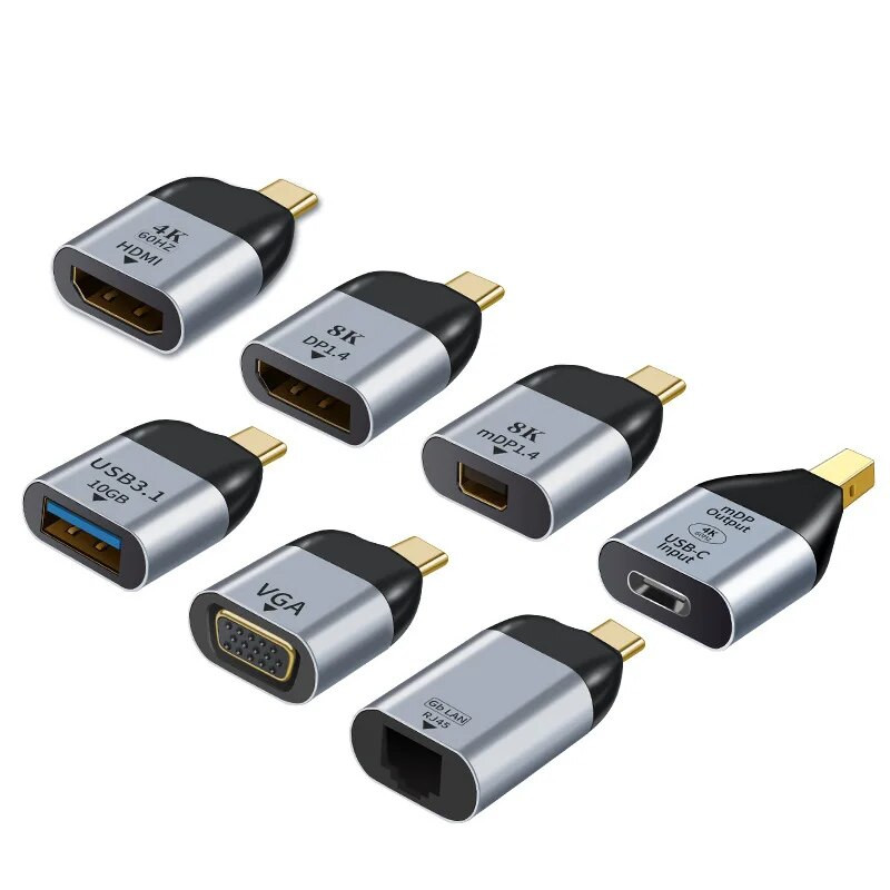 adapteris usb c uz usb hdmi vga mini dp rj45 otg mac piederumi iphone tipa c savienotājs datora klēpjdatora aksesuārs ipad planšetdators tālrunis