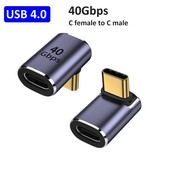 USB C Adapteriai Tiesaus kampo Adapteris Tipas C Moteris į Tipas C Vyriškas 40Gbps greito duomenų adapterio keitiklio įkrovimo adapteriai