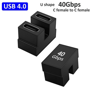 USB C Adapteriai Tiesaus kampo Adapteris Tipas C Moteris į Tipas C Vyriškas 40Gbps greito duomenų adapterio keitiklio įkrovimo adapteriai