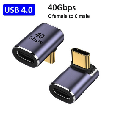 USB C Adapteriai Tiesaus kampo Adapteris Tipas C Moteris į Tipas C Vyriškas 40Gbps greito duomenų adapterio keitiklio įkrovimo adapteriai