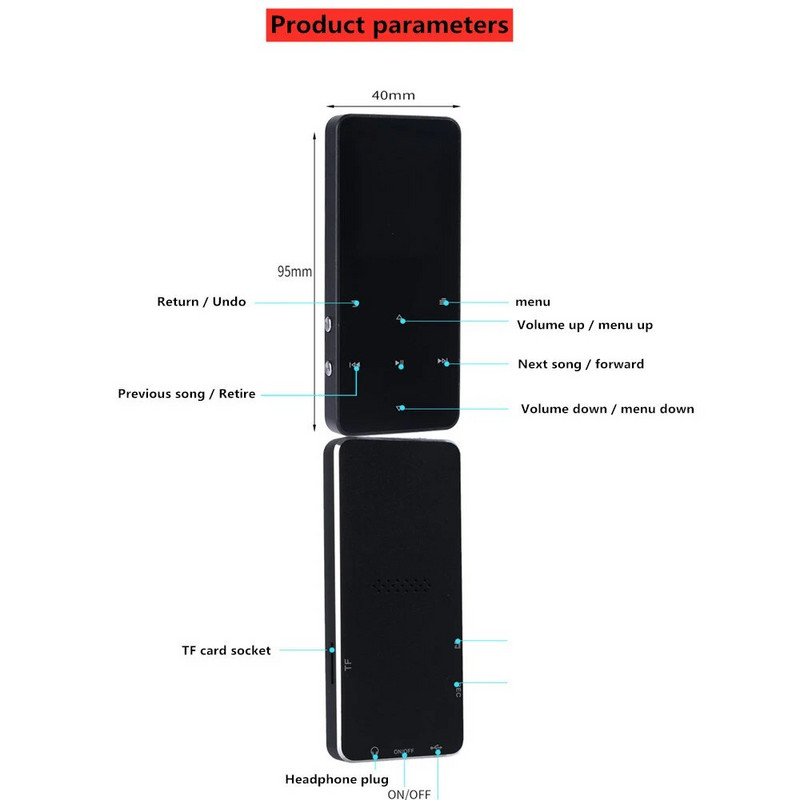 Uus 1.8 metallist MP3 Walkman Bluetooth MP4 muusikapleier koos sisseehitatud 16 GB ühendatava kadudeta muusikapleieri puuteekraaniga