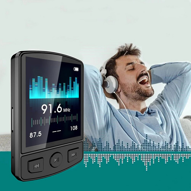 MP3 grotuvas Muzika MP3 grotuvas HiFi Garsas Su Bluetooth suderinamas 5.2 Mini muzikos grotuvo mygtukas 1,8 colio ekranas su FM radijo el. knyga