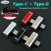 1 vnt. C tipo USB C skirstytuvas, vyriškas ir dvigubas C tipo moteriškas ausinių įkrovimo adapteris, skirtas Huawei Samsung telefono adapteriui