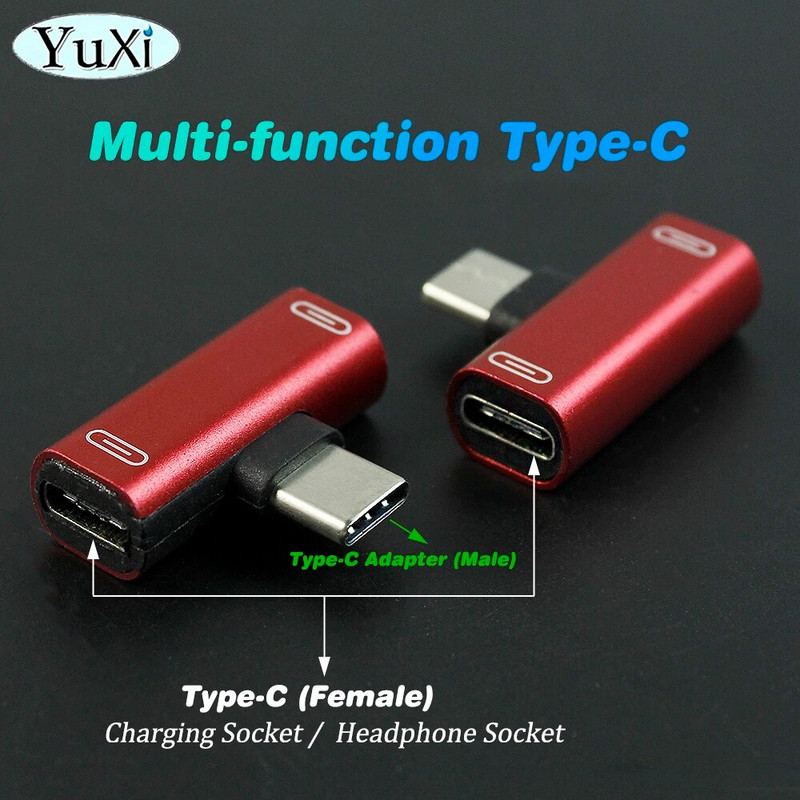 1 db C típusú USB C elosztó, dupla C típusú női fejhallgató töltőadapter konverter Huawei Samsung telefonadapterhez