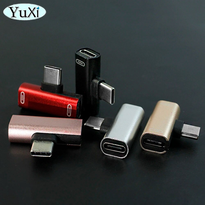 1 db C típusú USB C elosztó, dupla C típusú női fejhallgató töltőadapter konverter Huawei Samsung telefonadapterhez