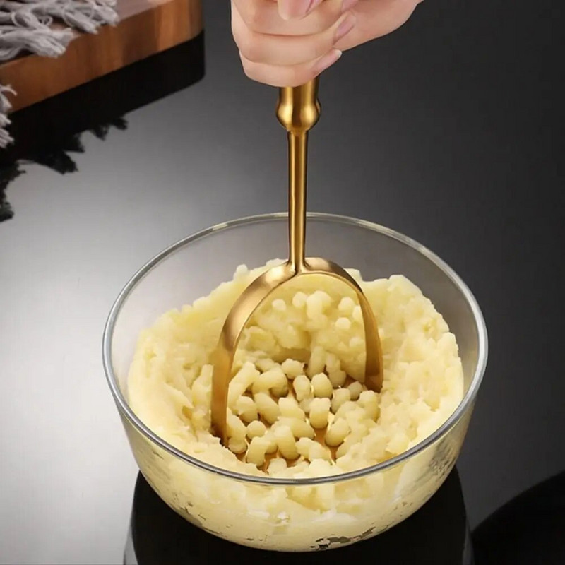 Kućni priručnik Gnječilica za krumpir od nehrđajućeg čelika Prešana bundeva Ricer Glatka drobilica za pire Preša za voće i povrće Zlato Kuhinjski pribor