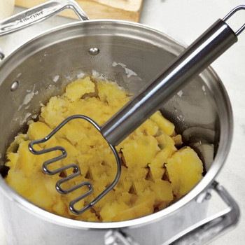 1 бр. кухненска джаджа от неръждаема стомана преса за картофи Преса за готвене Инструмент за картофено пюре вълнообразен натиск Кухненски аксесоари