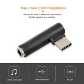 USB-C-3,5 mm-es jack fülhallgató-fejhallgató-adapter 90 fokos C-típusú apa-3,5 mm-es női fejhallgató AUX audiokábel átalakító csatlakozója