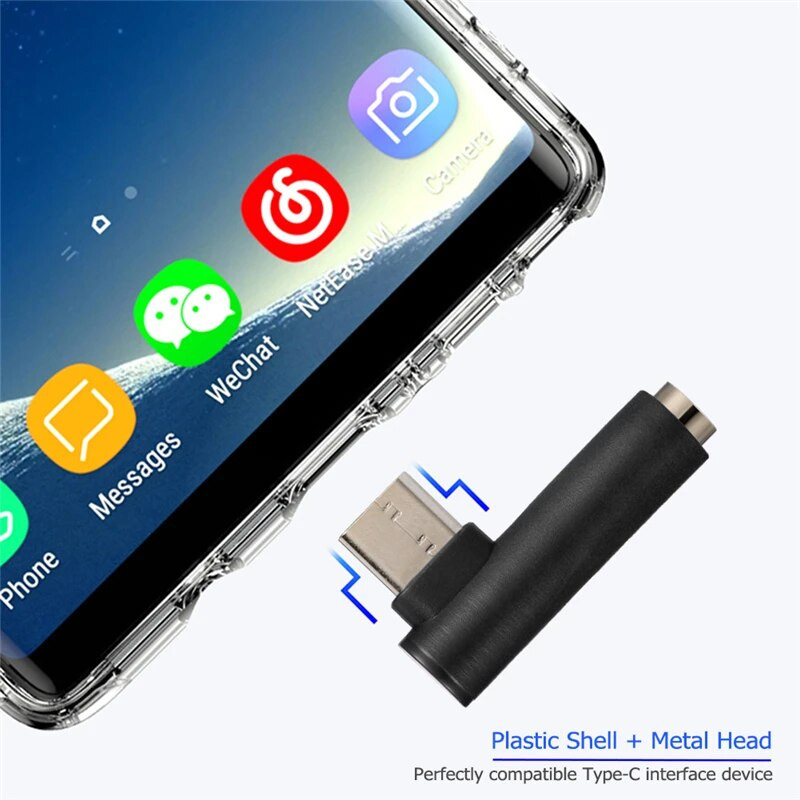 USB-C-3,5 mm-es jack fülhallgató-fejhallgató-adapter 90 fokos C-típusú apa-3,5 mm-es női fejhallgató AUX audiokábel átalakító csatlakozója