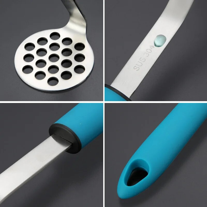 Nerūdijančio plieno bulvių grūstuvės rankinis česnako presai vaisiai, daržovės, rankiniai ryžiai, tyrės, sulčių aparatas, virtuvės priedai