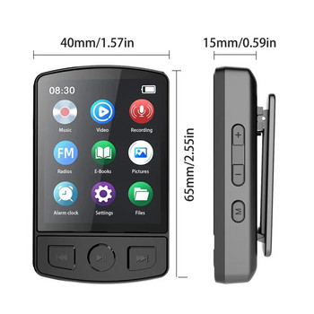 Преносим спортен клип Mini Walkman 1,8 инча MP3 плейър HiFi Bluetooth 5.2 MP4 музикален плейър Поддръжка на електронна книга/четене/FM радио/часовник