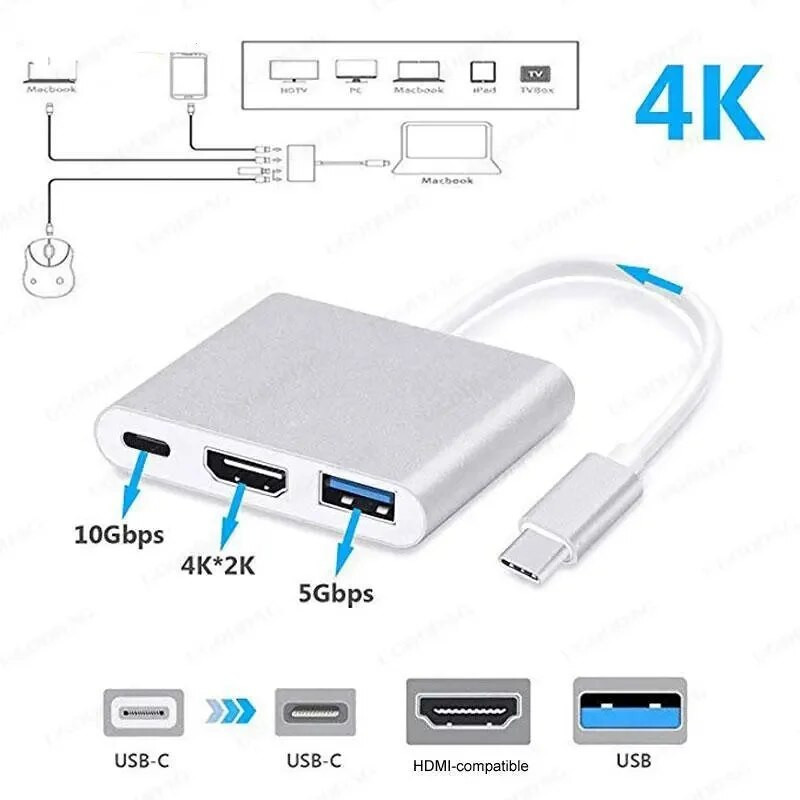 Thunderbolt 3 adapter USB Type C Hub HDMI-kompatibilan 4K podrška Samsung Dex način rada USB-C Dock Converter s PD za MacBook Pro