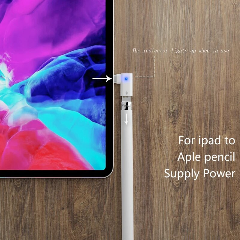 Naujas „Apple Pencil Adapter Type-C USB-C Male“ į „Lightnin Female“ keitiklį su mėlyna indikacine lempute, skirtas „ipad“
