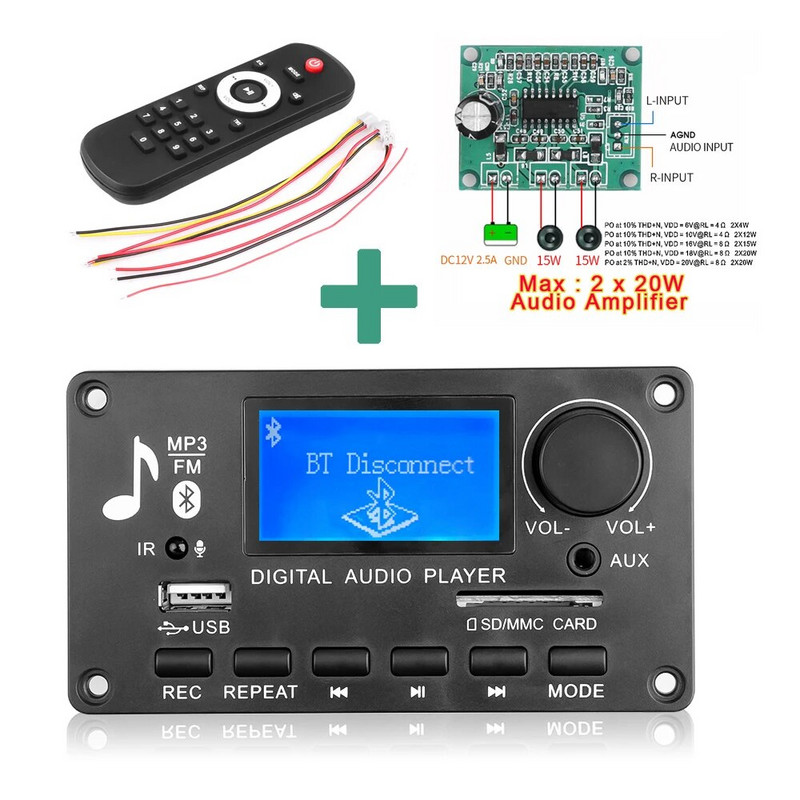 DC 12V MP3 dekóder kártya erősítő autórádió vevő mp3 lejátszó bluetooth V5.0 USB SD modul MP3 FM AUX felvétel hangszóróhoz