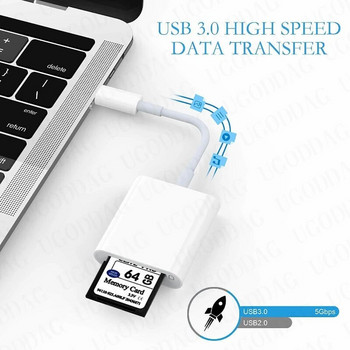 USB-C към SD четец на карти USB тип C към SD TF адаптер за четец на камера за карти Съвместим с Galaxy S10/9 Mate20 Още USB C устройства