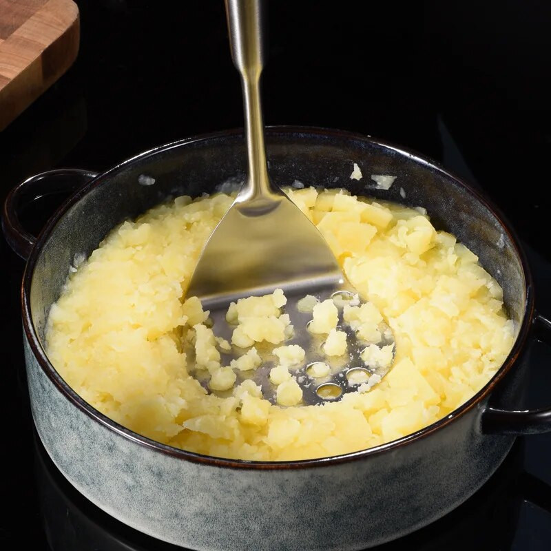 Pika käepidemega 304 roostevabast terasest kartulimudapressiga toidupurustaja Käsitsi jamssikõrvitsapurusti Köögitööriist Köögitarvikud